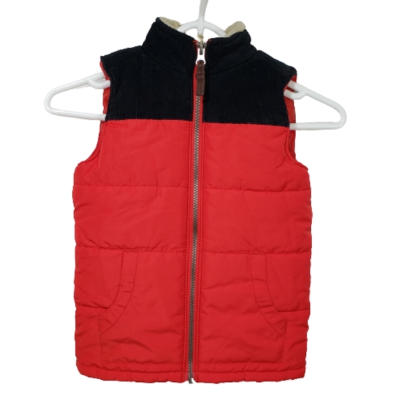 Boy's Puffy Vest with Corduroy & Sherpa Trim 6
